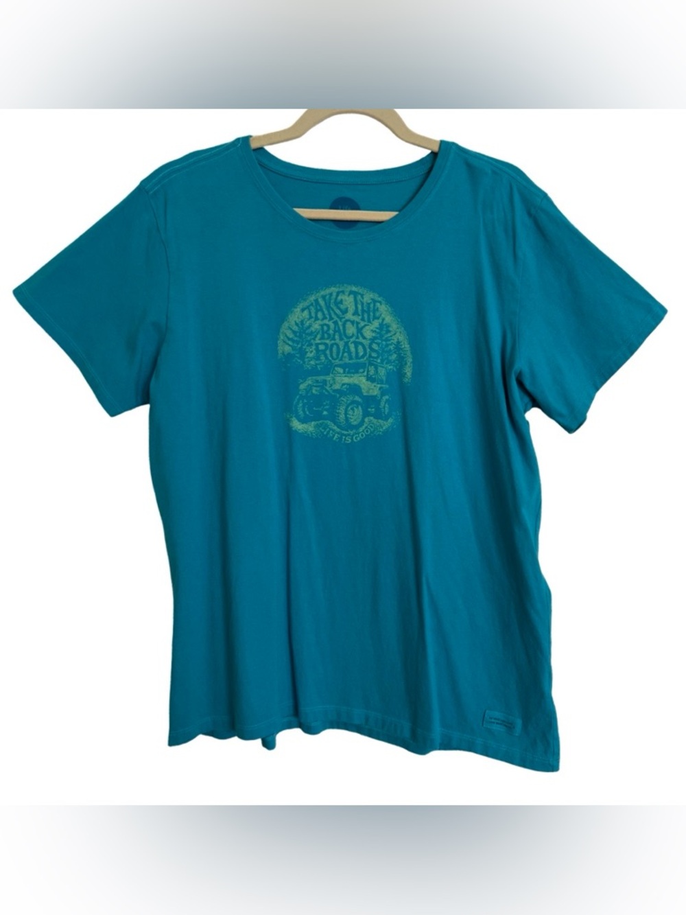 Ladies Life is Good Take the Back Roads Short Sleeved Jeep Shirt SX XL X Large